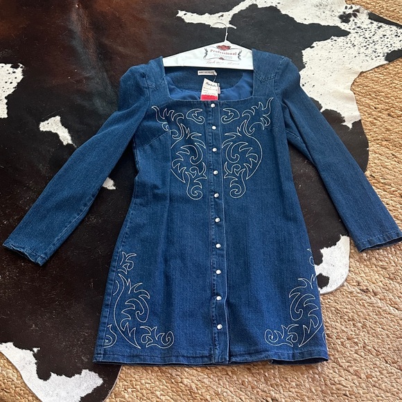 Avec Les Filles Dresses & Skirts - Avec Les Filles Denim Blue Embroidered Dress